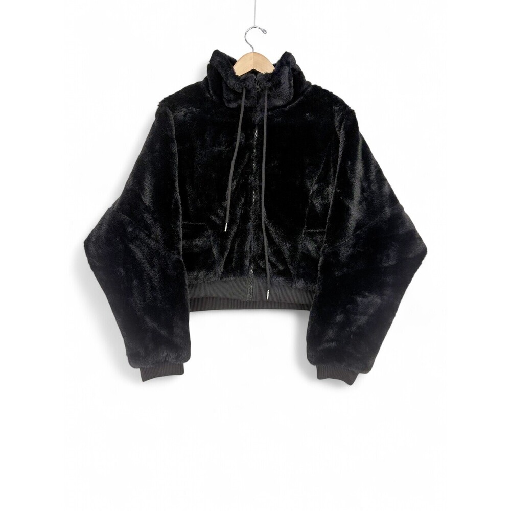 Altar'd State Black Faux‎ Fur Bomber Jacket M
